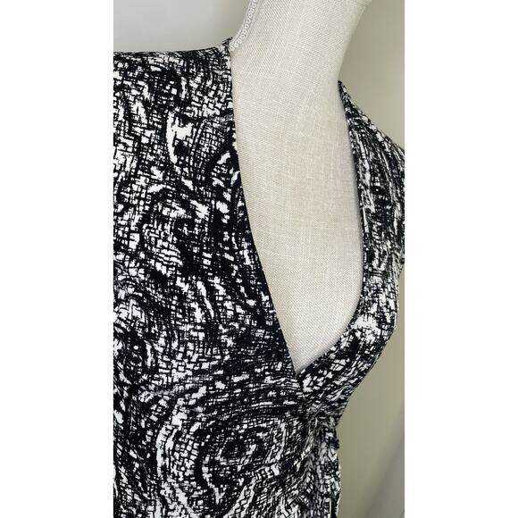Ralph Lauren Sz 4 Full Wrap Easy Care Dress Black White Abstract Print Business - Picture 4 of 11